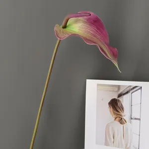 Artificial anthurium flower detail shot, premium glued-touch feel, realistic home decor.