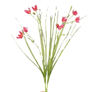 Artificial pink flower bouquet faux plant stem home decor floral arrangement props set