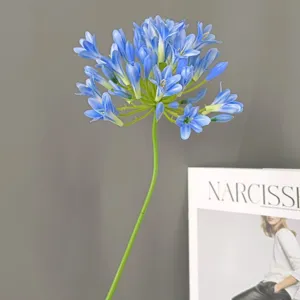 Fiore di agapanto blu artificiale a stelo singolo per decorazioni domestiche e matrimoni
