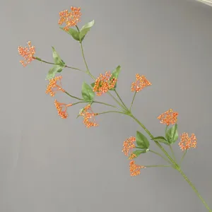 Künstlicher orangener Beeren Zweig Deko Pflanze Einzelstiel für Haus Hochzeit Blumen Design