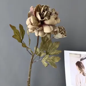 Finta peonia retro vintage bordo bruciato due teste decorazione floreale per matrimonio casa