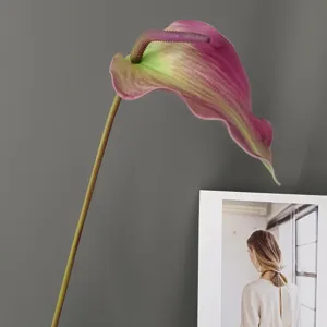 Artificial anthurium flower detail, premium touch gradient spathe, modern home decor style.