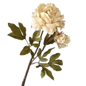 Ramo di peonia artificiale con due teste fiore finto vintage retrò decorazione casa principale