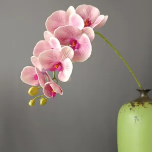 Ramo di Fiori di Orchidea Phalaenopsis Artificiale 7 Teste Stelo di Orchidea di Simulazione in Silicone per Decorazione Casa Matrimonio