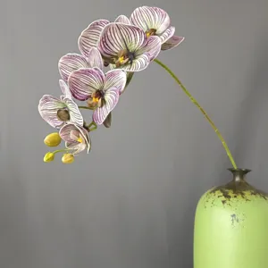 Fiore artificiale di orchidea in silicone 3D 7 teste decorazione matrimonio stile Morandi