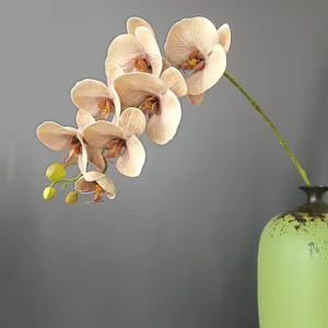Finto ramo di fiori di orchidea Phalaenopsis con vaso in ceramica decorazione per la casa