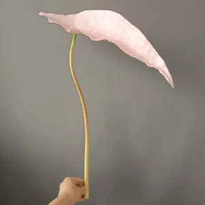 PU artificial begonia maculata leaf pink spot plant prop for home decor detail