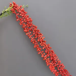 Kunstsukkulente hängende Perlenkette Pflanze rote Träne Rebe für Heimdekoration