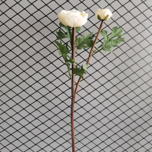 Artificial 2-head ranunculus flower fake plant for home hotel wedding decoration white