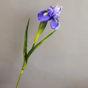 Fausse fleur d'iris tige unique violette PU décoration botanique pour mariage