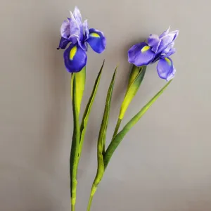 Fleurs d'iris PU artificielles fausses tiges florales pour décoration de mariage et accessoires