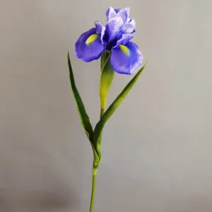 Fleur d'iris artificielle en PU tige unique violet faux décor floral pour maison mariage photo props