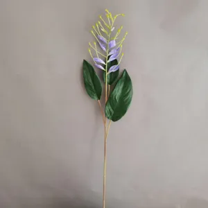 Künstliche Pflanze einzelner Zweig Orchidee Blume Detailansicht für Innendekoration Zuhause.