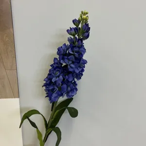 Fausse fleur de pied d'larkspur bleu plante artificielle pour décoration de mariage