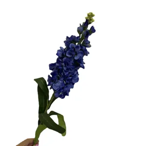Fausse fleur delphinium bleu tige pour décoration intérieure mariage photographie accessoire.