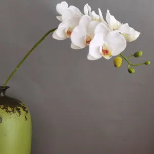 Künstliche weiße Orchidee Detail, hochwertige Haptik Stiel Blumenkamm für Heimdekoration Auslage.