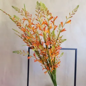 Artificial long stem crocosmia freesia flowers for home decor photography props 1pc