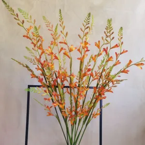 Artificial orange crocosmia flowers long stem fake floral decor for home wedding photography