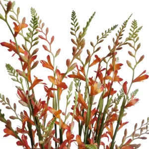 Artificial crocosmia fire lily flowers long branch for home decor and wedding props.