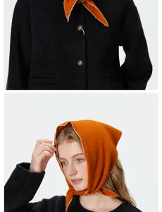Écharpe triangulaire en tricot style coréen pour femme, foulard chaud doux en dentelle.