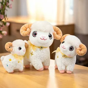 Cute Little Sheep Plush Toy With Bell And Star Embroidery Soft Stuffed Animal Doll Companion Gift