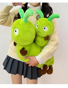 Simpatico peluche di insetto verde bambola morbida cuscino di animale regalo per ragazze