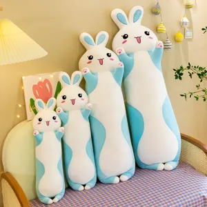 Cute blue and white long rabbit plush pillow soft doll cute animal toy for kids home decor