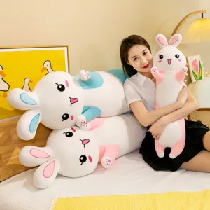 Cute cartoon rabbit plush body pillow soft long stuffed animal toy for girls gift decor