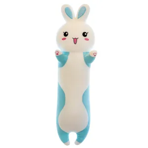 Long rabbit plush pillow cute stuffed animal blue white soft toy gift for girls