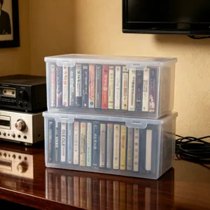 Clear Plastic Cassette Tape Storage Box Thickened PP Dustproof Organizer Container For Star Cards And Card Bricks Home Desktop Office