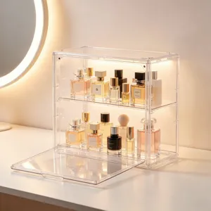 Organizer per espositore per profumi in acrilico trasparente scatola portaoggetti con LED