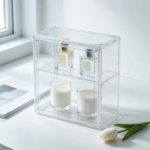 Organizzatore Profumi in PET Trasparente Supporto Espositore Cosmetici Scaffale Trucco per Toeletta Scrivania Vetrina Cura della Pelle