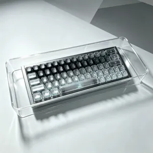 Boite de rangement pour clavier en acrylique transparent detail anti-poussiere bureau.