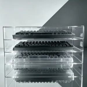 Boîte de rangement pour clavier en acrylique transparent, support d'affichage anti-poussière.