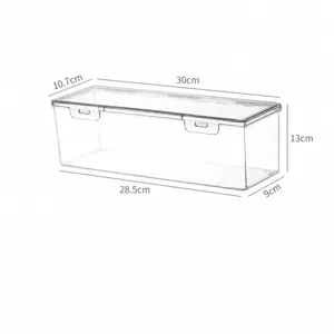 Transparent plastic storage box 2.8L long container clear organizer for cards and tapes