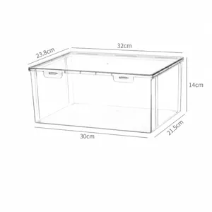 Transparent plastic storage box large 8L snap lid container clear organizer for cards