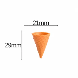 Mini resin ice cream cone detail view, miniature food play DIY craft material display.