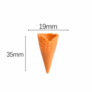 Mini resin ice cream waffle cone detail view, DIY phone case charm miniature food craft accessory.