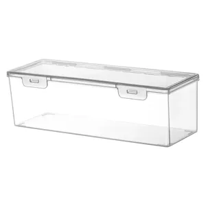 Clear plastic storage box with lid and latches for cassette tapes, graded cards and sports cards.