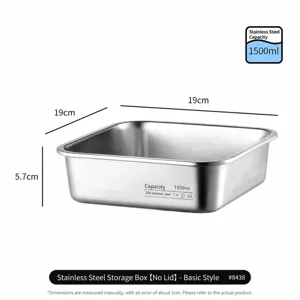 Boite de rangement carree en acier inoxydable pour lavage de legumes 19cm de taille