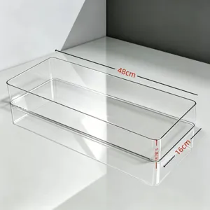 Boîte de rangement pour clavier en acrylique transparent avec dimensions précises.
