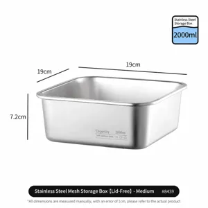 Panier d'égouttage rectangulaire de cuisine en acier inoxydable pour lavage, 304, 2000ml.