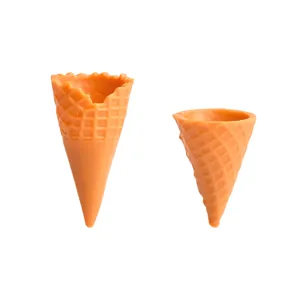 Mini resin ice cream cone charms, orange DIY cabochons for phone case decor and crafts.