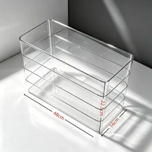 Boîte de rangement pour clavier multicouche en acrylique transparent avec dimensions exactes.