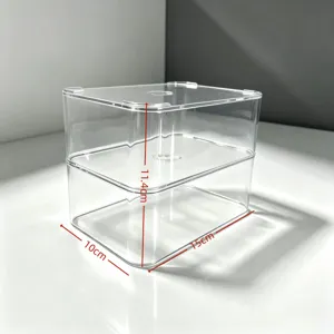 Boîte de rangement pour clavier à deux couches en acrylique transparent présentoir de bureau.