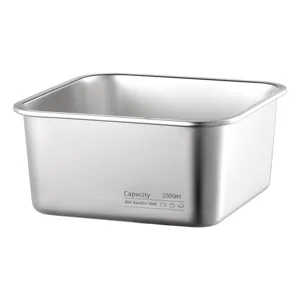 Bassin rectangulaire en acier inoxydable pour légumes 2500ml bol de préparation cuisine