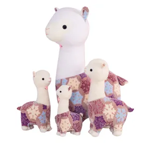 Cute snowflake alpaca plush toy set, soft stuffed sheep doll for kids and girls birthday gift.