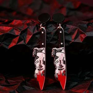 Halloween blutiges Messer Acryl Ohrringe, einzigartiges gruseliges Design Mode Schmuck