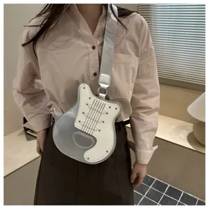 Chic guitar shaped crossbody bag for women, stylish niche design shoulder bag for daily commute.