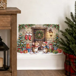 Festlicher Weihnachten Wandaufkleber mit süßen Mäusen für schöne Feiertag Heimdekoration.